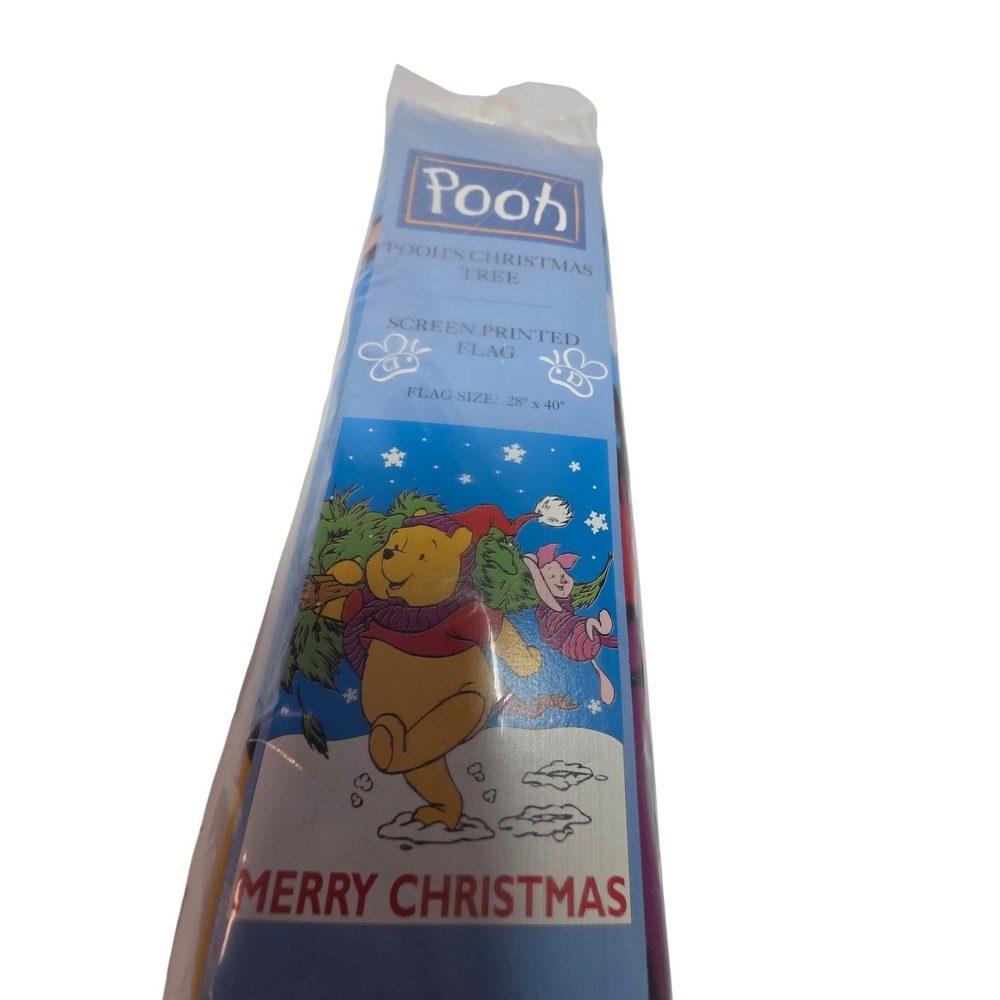Vintage Disney Winnie the Pooh ChristmasTree Flag 28x40 NCE 1998 New Rare Unique